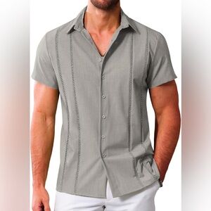 Men's Gray Casual Button Down Shirt